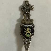 800 Silver Souvenir Spoon Heidelberg Germany Perkeo On Top Of Enameled Crest - £22.15 GBP