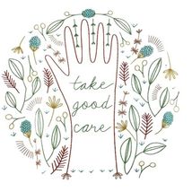 CozyBlue Modern Embroidery Kit TAKE GOOD CARE Color Print Pattern and Floss - $13.93