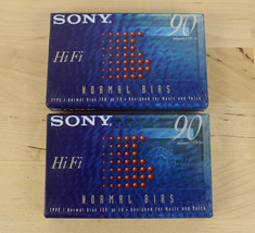 Lot of 2 Sony Normal Bias Hi Fi Blank Audio Cassette Tapes 90 Minutes C90HFB NEW - £7.76 GBP