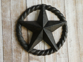 Cast Iron Texas Star With Rope Detail Wall Hanging Western Ranch Country Rustic - £9.05 GBP