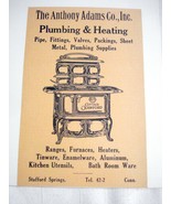 1918 Ad The Anthony Adams Co., Stafford Springs Ct. Plumbing &amp; Heating - £6.28 GBP