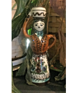 Woman Figurine Pottery Candle Holder Made in Greece multicolor Home Decor - $42.00