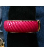 Fabulous Deep Pink Acrylic Gold-tone Spring Hinge Bracelet 1960s vintage - £11.95 GBP