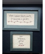 Vintage Set Of 2 Hand Embroidered Quote Signs. Rustic , Country Look Decor. - £9.00 GBP