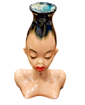 Vintage Dorothy Kindell Glazed Pottery Hawaiian Polynesian Head Vase - 6&quot; Tall - £66.93 GBP