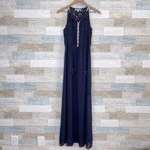 Daniel Rainn Swiss Dot Lace Embroidered Halter Maxi Dress Blue Womens Small - $24.74