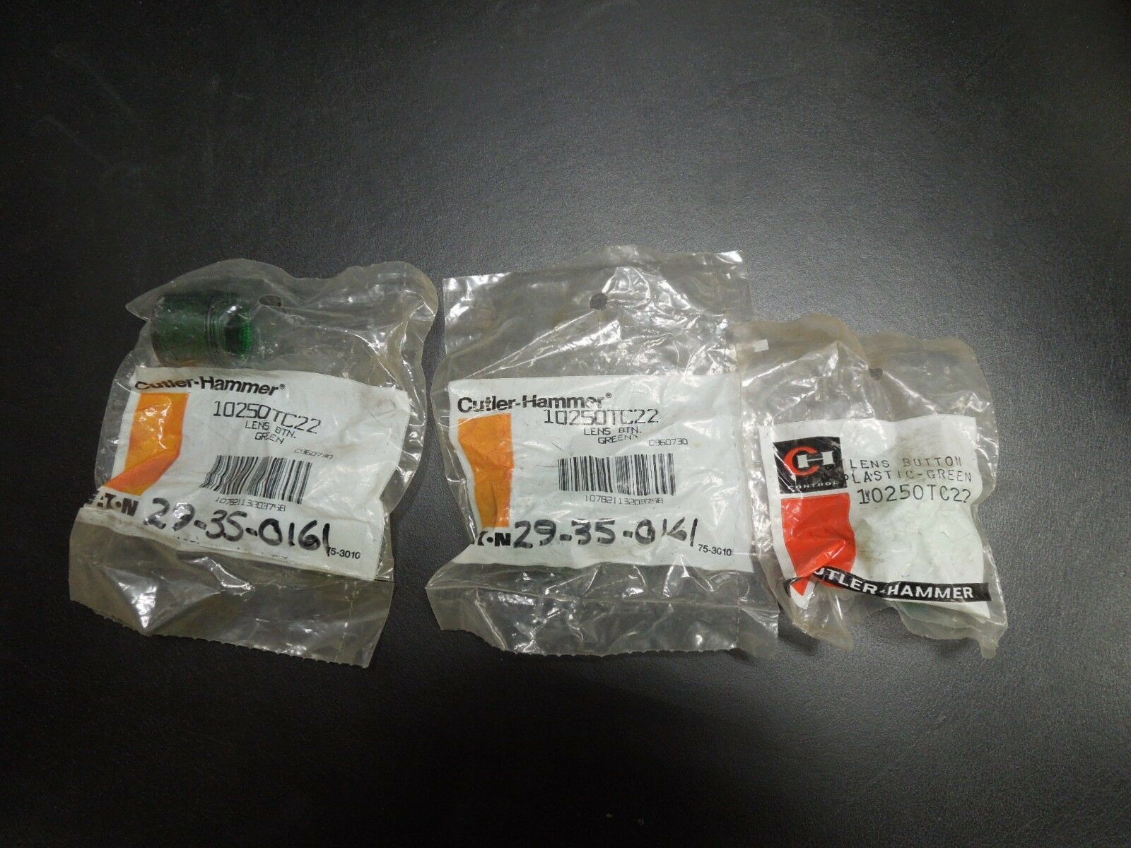 3- Cutler-Hammer 10250TC22 Green Plastic Lens Button New Surplus - $30.00