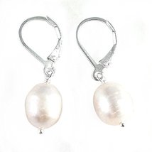 Sterling Silver Leverback with Cultured Pearl Drop Earrings, White - £15.72 GBP