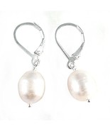 Sterling Silver Leverback with Cultured Pearl Drop Earrings, White - £15.72 GBP