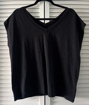 Rachel Zoe Women Short Sleeve V-Neck Modal/Cotton Stretch Top Size M Bla... - $19.98