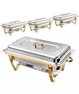 Set Of 4 Rovsun Buffet Dish , Stainless Steel Gold Wedding Birthday Parties - $181.30