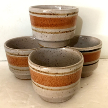 MCM Calif Pottery Craft Set of 4 Dipping Condiment Bowls Brown Beige 3oz... - £10.76 GBP