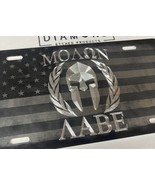 Engraved Molon Labe Combo Laser US Flag &amp; Diamond Etched Car Tag License... - £15.64 GBP