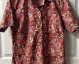 Go Barefoot  Short Sleeve 1/2 Button Hawaiian Shirt Womens Size Large Re... - $14.73