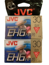 JVC VHS Compact 90 Minute Video Cassette Tapes 2 Pack TC 30 EHG New Sealed - £6.21 GBP