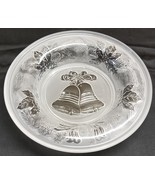 I) Christmas Holly Bells Decorative Frosted Glass Candy Dish Bowl 8&quot; Hol... - $9.89