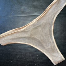 Victoria&#39;s Secret Xl Thong Panty Gold Beige Chain Very Sexy Rare!!! - £31.64 GBP