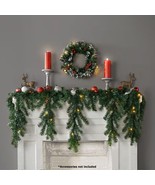 6 Ft Battery-Operated Pre-Lit Cascading Christmas Garland w/ Timer Mante... - $33.50 CAD