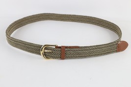 Deadstock Vtg 90s Streetwear Metal Leather Braided Stretch Belt Mens XL ... - $29.65