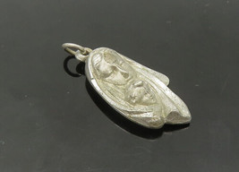 925 Sterling Silver - Vintage Virgin Mary &amp; Child Shiny Pendant - PT17570 - £30.70 GBP