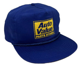 Vintage Auto Value Hat Cap Snap Back Blue Rope Speedway One Size Car Parts Store - £12.44 GBP