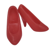 Vintage Mattel Barbie Deep Red Closed Toe High Heel Heels Pumps Shoes Plastic - $14.25