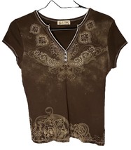Blue Canyon Clothing Women’s Brown Embellished Western Themed Top Size M - $475.79 MXN