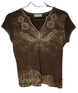 Blue Canyon Clothing Women’s Brown Embellished Western Themed Top Size M - $34.45 CAD