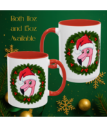 Cute Festive Christmas Flamingo Mug – Holiday Wreath Santa Hat Coffee Cu... - €11,92 EUR+