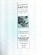 1971 Ad Gene and Marvin Upshaw Patio &amp; Rainbow Lounge, Oakland, Cal. - $8.99