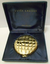 Estee Lauder Vtg Golden Alligator Pressed Powder Compact Translucent Ecru-01 - £48.21 GBP