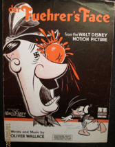 WALT DISNEYS: DONALD DUCK ( DER FUHRER,S FACE) 1943 WWII PROPAGANDA SHEE... - £167.39 GBP