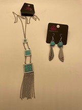 NWT Paparazzi Necklace &amp; Earrings Silver Tone &amp; Faux Turquoise - $9.90