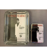Scarface Poster Image Glass Ashtray and Flip Top Oil Lighter Windproof Set - $59.35
