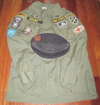 Reproduction Us Army Military Vietnam War Mike Force Uniform Jungle Jacket Beret - £136.68 GBP