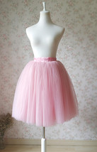 Mauve PINK Fluffy Tulle Midi Skirt Women Custom Plus Size A-line Tulle Skirt