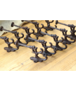 10 Rustic Cast Iron Coat Bath Hooks Ornate Victorian Large Hall Tree Wal... - £36.97 GBP