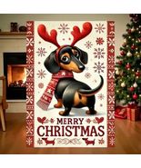 Merry Christmas Dachshund Garden Flag 12x8 – Holiday Wiener Dog with Ant... - €10,23 EUR