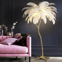 Patricia Altschul Ostrich Feather 64&quot; Modern Floor Lamp - 35 Feathers (White) - $186.99