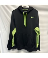 Nike Hoodie 2XL Sweatshirt Therma- Fit  Black &amp; Neon Green Kangaroo Pock... - $27.69