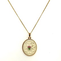 Vintage 14k Gold Filled Lenox Mothers Day Oval Porcelain Pendant Necklace 19 1/2 - £43.79 GBP