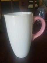 Oversized 16oz Tall Handled Pink/White Coffee/Tea Mugs Set of 4-New-SHIP... - £39.48 GBP