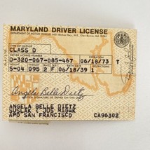 1971 Vintage Maryland Driver License With APO Address Expires 1973 - $9.95
