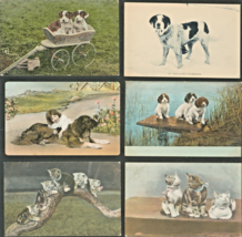 CUTE DOGS PUPPIES &amp; CATS KITTENS~LOT OF 6 BRITISH POSTCARDS - £10.86 GBP