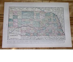 1902 Original Antique Map Of Nebraska / North Dakota On Back - £13.66 GBP