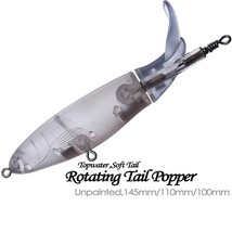 10PCS Rotating Soft Tail Topwater Popper Unpainted Bait Blank Fishing Lu... - $13.10+