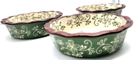 Temptations Temp-tations Green Floral Lace 5&quot; Scalloped  Bowls (set of 3... - €14,71 EUR