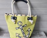 Spartina 449 Anchor Canvas Green Large Beach Bag Tote Rope Handle Nautic... - £53.53 GBP