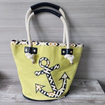 Spartina 449 Anchor Canvas Green Large Beach Bag Tote Rope Handle Nautic... - £52.54 GBP