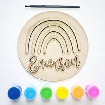 Custom DIY Wood Paint Kit: 6&quot; Acrylic Craft, Rainbow Design - $206.48 MXN